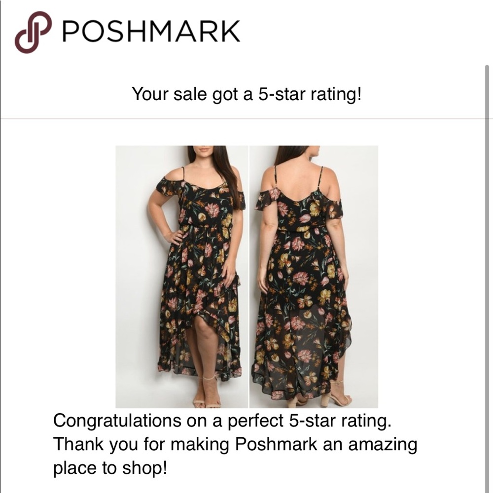 Trend Setter Diva Boutique Black Floral High-Low Cold Shoulder Dress - Picture 10 of 10